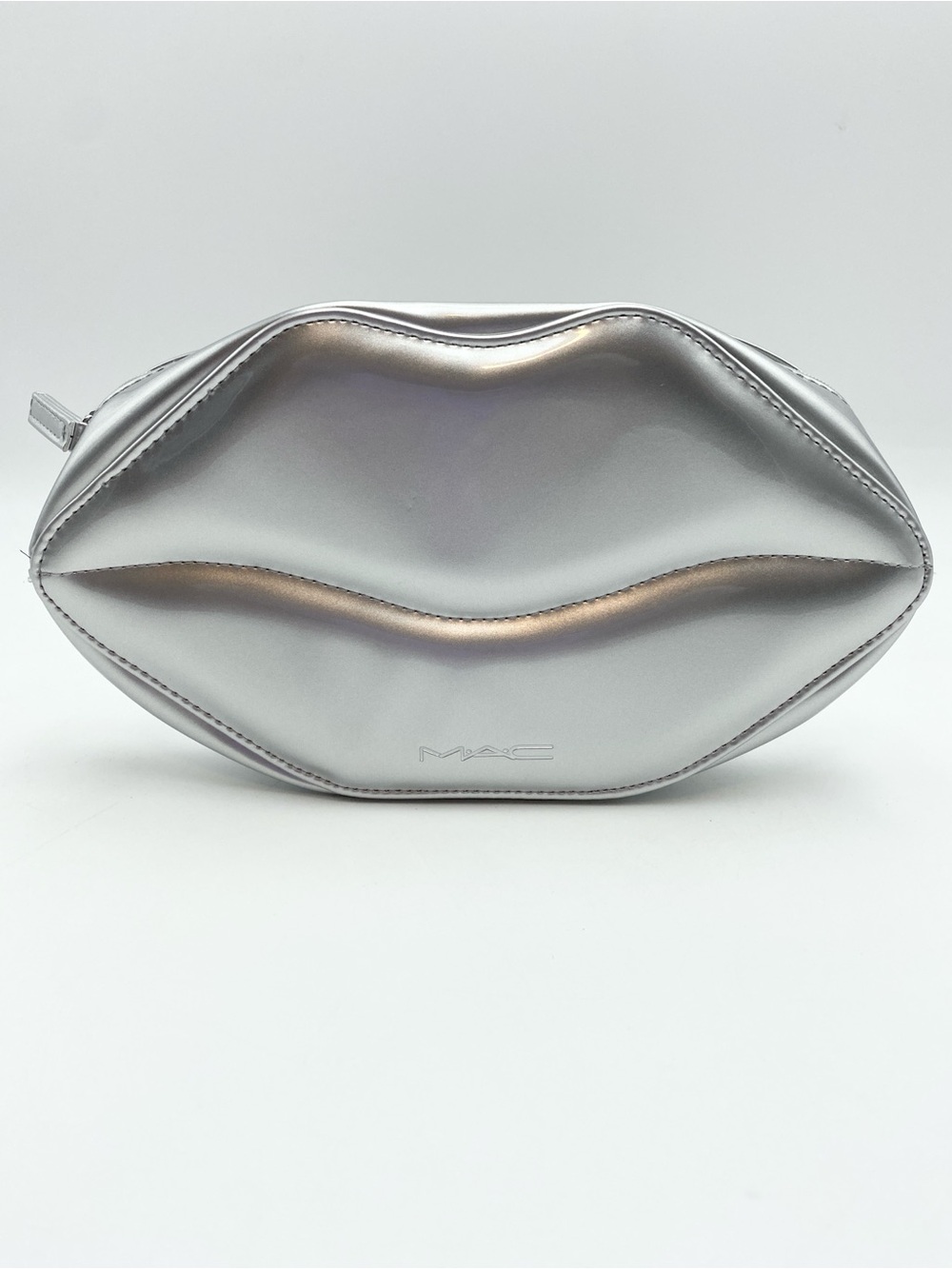 MAC Silver Lip-Shaped Makeup Bag Pouch